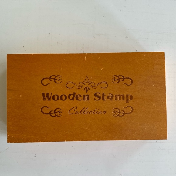 Vintage Wooden Box Collection of Wood Stamps. Alphabet, Numbers - Picture 2 of 8